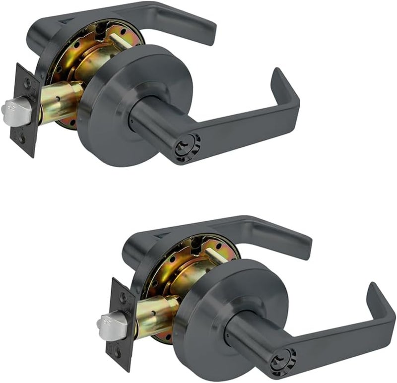 SUMBIN Ansi Grade 2 UL 3H Fire Rated Commercial Heavy Duty Classroom Door Lever Lockset, ADA, Matt Black Finish (2 Sets Key Alike) - Image 1